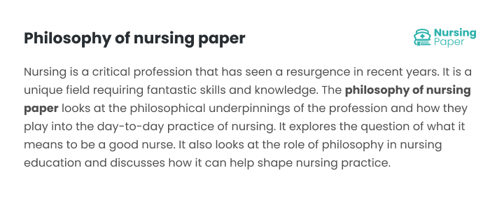 nursing philosophy paper